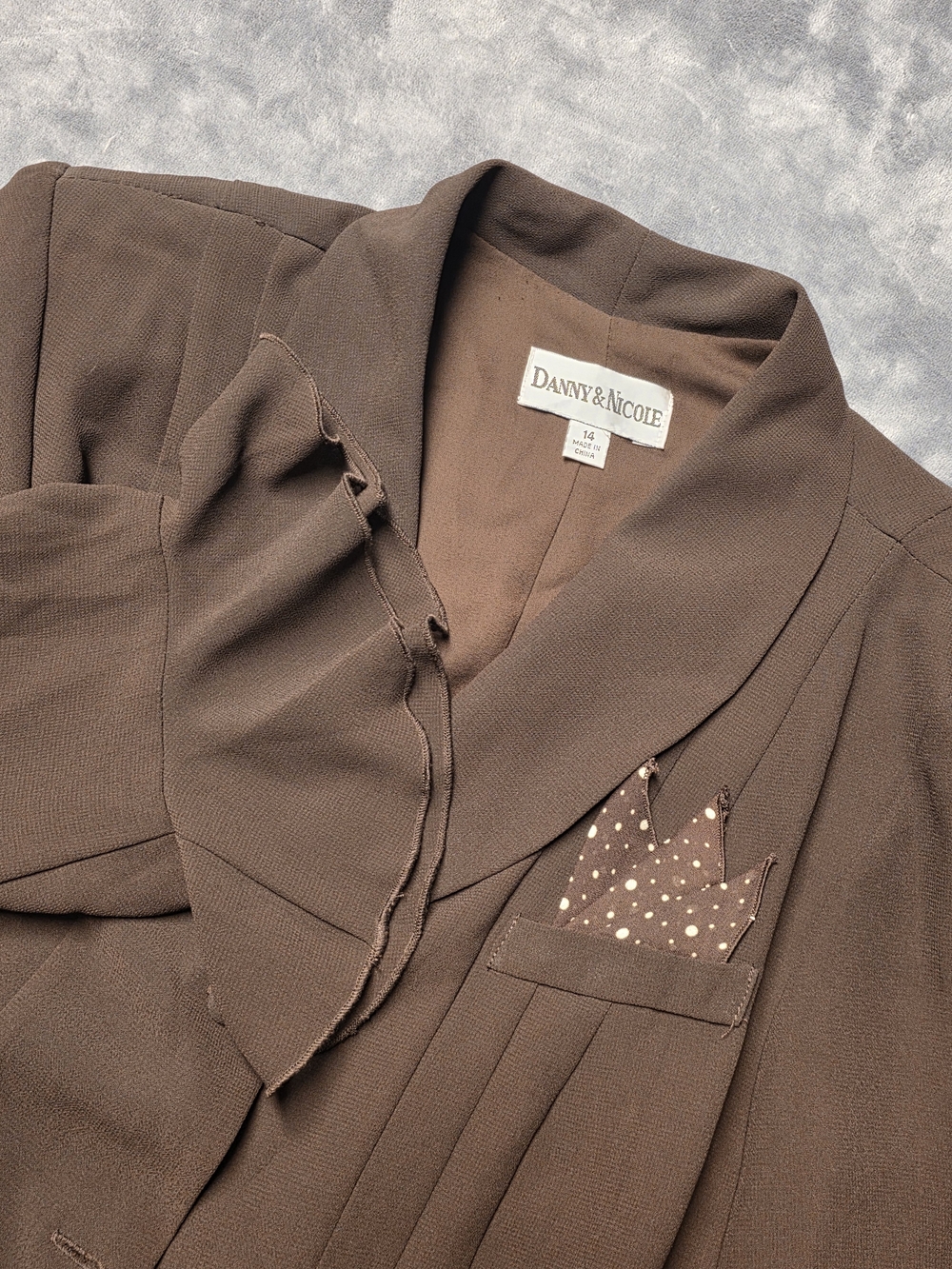 VTG Danny & Nicole Brown Draped Lapel Women's Blazer with Pocket Accent